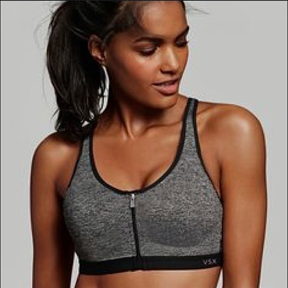 Victoria's Secret Gray Front-Zip Sports Bra
